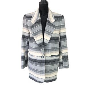 Women's Braetan Italian Cowgirl Chic Blue Striped Wool Blend Western Blazer Sz S